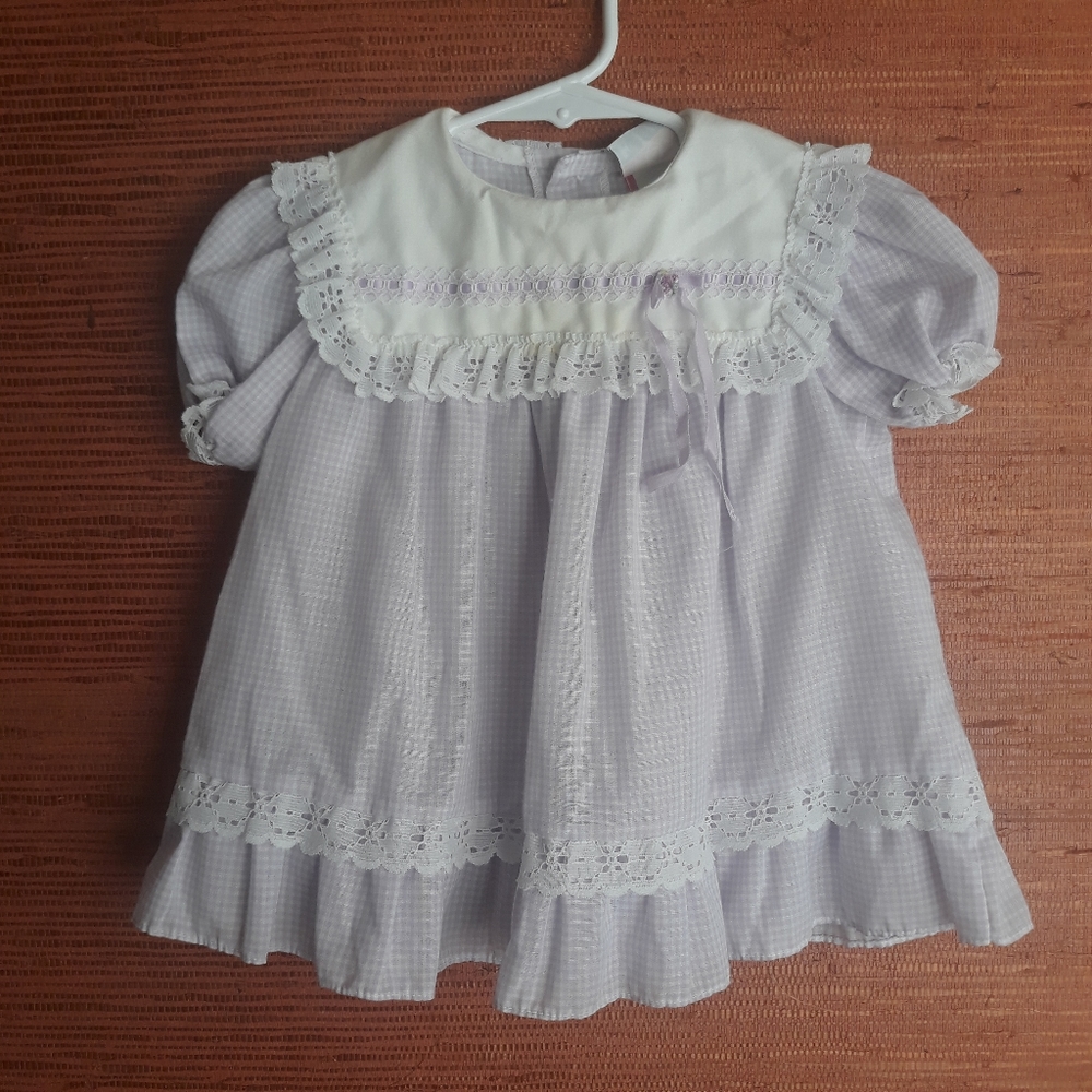 Baby Girl 18 month Vintage Circle Skirt Dress in Lavender, lace and collar